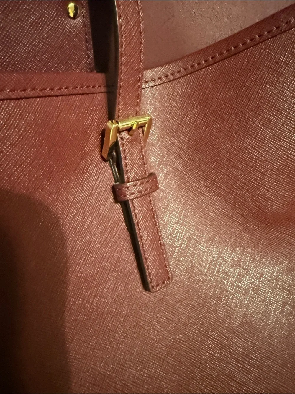 Michael Kors Burgundy Leather Tote with Signature MK Charm